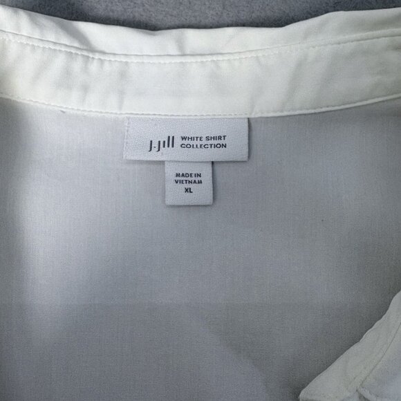 J Jill Long Sleeve WHITE SHIRT COLLECTION Blouse Tie Front XL Casual Work Staple - Picture 10 of 12